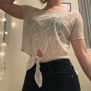 Crochet cream crop top